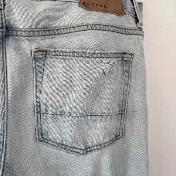 PacSun Stacked Skinny Jeans Distressed Men’s 32x32 Light Wash - Picture 11 of 16